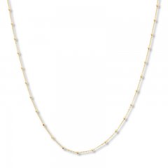 Beaded Cable Chain Necklace 14K Yellow Gold 24" Length