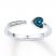 Midi Heart Ring Blue/White Diamonds Sterling Silver