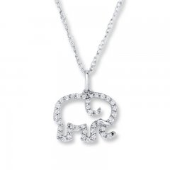 Elephant Necklace 1/10 ct tw Diamonds Sterling Silver