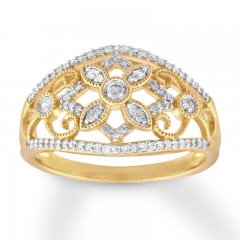 Diamond Ring 1/4 ct tw Round-cut 10K Yellow Gold