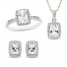 White Lab-Created Sapphire Emerald/Round-Cut Boxed Set Sterling Silver