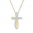 Diamond Cross Necklace 1/15 ct tw Round-cut 10K Yellow Gold