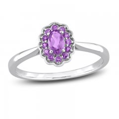 Amethyst Promise Ring Sterling Silver