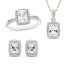 White Lab-Created Sapphire Emerald/Round-Cut Boxed Set Sterling Silver