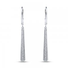 Diamond Drop Earrings 1/4 ct tw Round-cut Sterling Silver