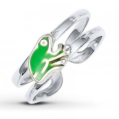 Frog Toe Ring Green Enamel Sterling Silver