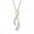 Diamond Convertible Necklace 1/6 ct tw Sterling Silver/10K Gold