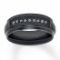 Men's Wedding Band 1/6 ct tw Diamond Black Stainless Steel