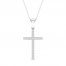 Diamond Cross Necklace 1/5 ct tw Round-Cut Sterling Silver 18"