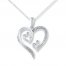 Diamond Heart Necklace 1/15 ct tw Round-cut Sterling Silver