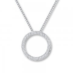 Circle Necklace 1/5 ct tw Diamonds 10K White Gold