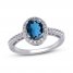 Blue Topaz & White Lab-Created Sapphire Ring Sterling Silver