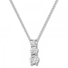 Three-Stone Diamond Necklace 1/2 ct tw Round-cut 10K White Gold