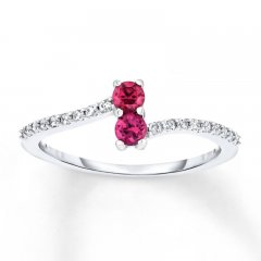 Lab-Created Ruby Ring 1/4 ct tw Diamonds 10K White Gold