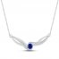 Blue & White Lab-Created Sapphire Necklace Sterling SIlver 18"