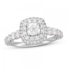 Neil Lane Diamond Engagement Ring 1-1/2 ct tw Cushion/Round 14K White Gold