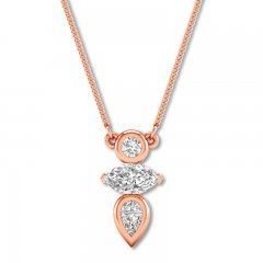 Diamond Necklace 1/3 ct tw Round/Marquise/Pear 10K Rose Gold