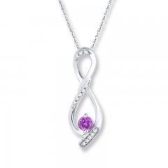 Diamond Infinity Necklace Amethyst Sterling Silver