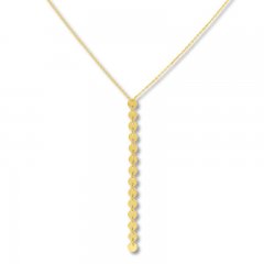 Disc Drop Necklace 14K Yellow Gold 16" to 18" Adjustable