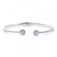 White Lab-Created Sapphire Bangle Bracelet Sterling Silver