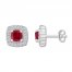 Lab-Created Ruby Earrings Lab-Created Sapphires Sterling Silver