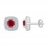 Lab-Created Ruby Earrings Lab-Created Sapphires Sterling Silver