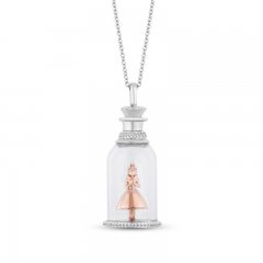 Disney Treasures Alice in Wonderland 'Alice' Necklace 1/6 ct tw Diamonds Sterling Silver/10K Rose Gold 17"