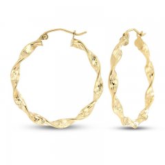 Twist Hoop Earrings 14K Yellow Gold 20mm