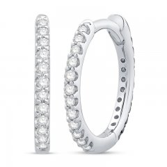 Black & White Reversible Diamond Hoop Earrings 1/4 ct tw Round-Cut 10K White Gold