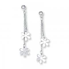 Flower Dangle Earrings Sterling Silver