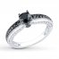 Black Diamond Ring 1-1/4 cts tw Round-cut 10K White Gold