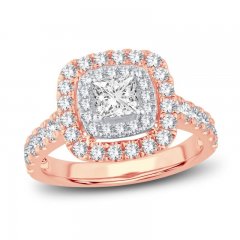 Multi-Diamond Engagement Ring 1-1/2 ct tw Princess/Round-Cut 14K Rose Gold