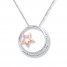 Moon/Star Necklace 1/15 ct tw Diamonds Sterling Silver/10K Gold