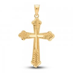 Fancy Diamond-cut Cross Charm 14K Yellow Gold