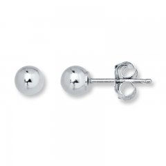 Ball Stud Earrings 4mm 14K White Gold