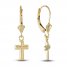 Cross Dangle Earrings 14K Yellow Gold