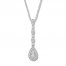 Diamond Teardrop Necklace 1/3 ct tw Round-cut Sterling Silver