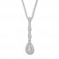 Diamond Teardrop Necklace 1/3 ct tw Round-cut Sterling Silver