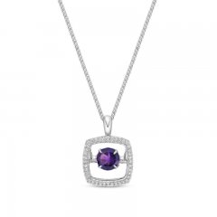 Unstoppable Love Amethyst Necklace 1/10 ct tw Diamonds Sterling Silver 19"