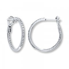 Diamond Hoop Earrings 1/2 ct tw Round-cut 10K White Gold