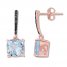 Blue Topaz Earrings 1/20 ct tw Black Diamonds 10K Rose Gold