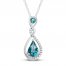 Oceanic Blue Topaz & White Topaz Necklace Sterling Silver 18"