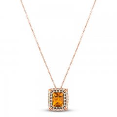 Le Vian Citrine Necklace 1/3 ct tw Diamonds 14K Strawberry Gold 18"