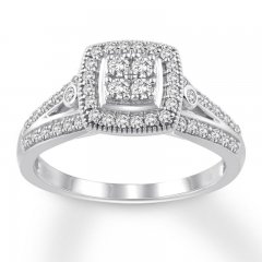 Diamond Engagement Ring 3/8 ct tw Round-cut 10K White Gold