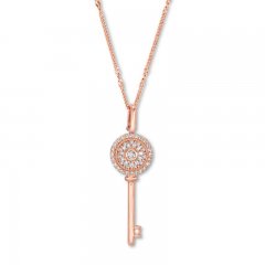 Emmy London Diamond Key Necklace 1/6 ct tw 10K Rose Gold