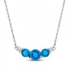 Blue Topaz Necklace Diamond Accents 10K White Gold