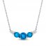 Blue Topaz Necklace Diamond Accents 10K White Gold