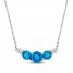 Blue Topaz Necklace Diamond Accents 10K White Gold