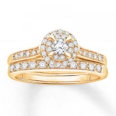 Diamond Bridal Set 1/2 ct tw Round-cut 14K Yellow Gold