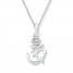 Diamond Om Necklace 1/20 ct tw Round-cut Sterling Silver